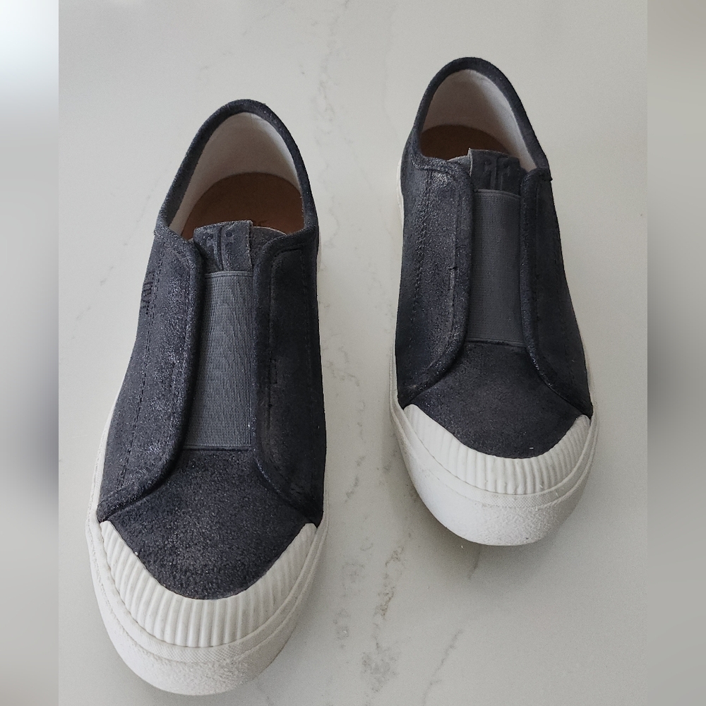 Stylish Grey-Black Slip-On Sneakers by Frye.